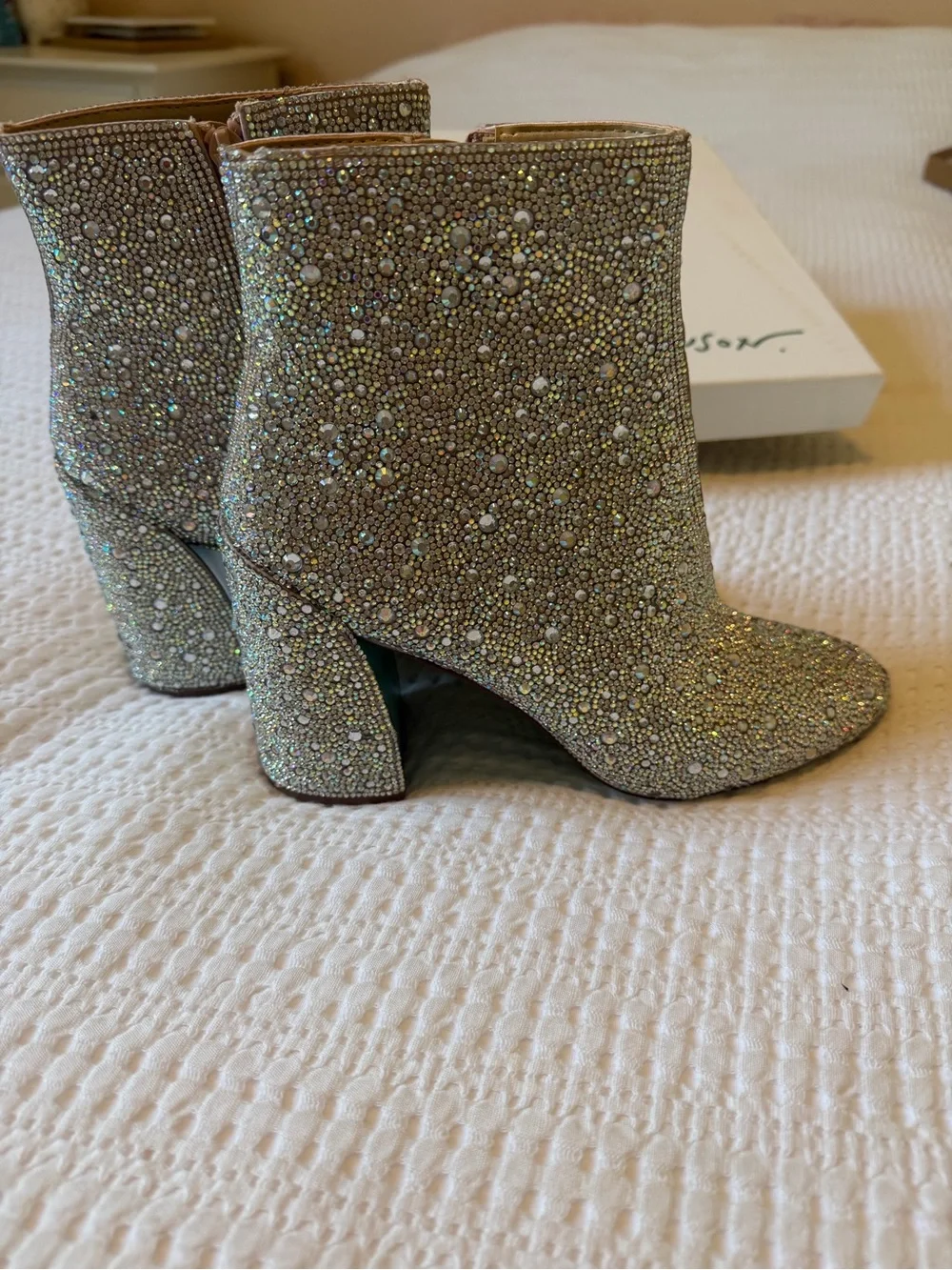 Betsey Johnson HUGO Rhinestone Embellished Ankle Boot - 9